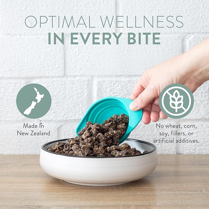 The New Zealand Natural Pet Food Co Meow Air Dried Cat Food - Venison Recipe, High Protein Dry Food Use as a Complete Diet, Topper, Mixer, or as Cat Training Treats, All Life Stages, 26.5 oz