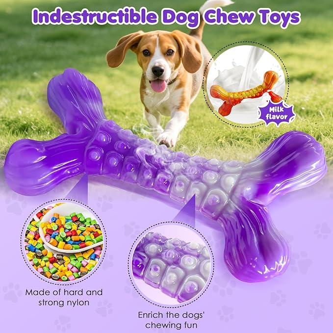Dog Chew Toy Aggressive Chewers - 2 Pack Indestructible Dog Toys - Tough Dogs Toy to Keep Them Busy - Pet Toys for Medium, Large Breed