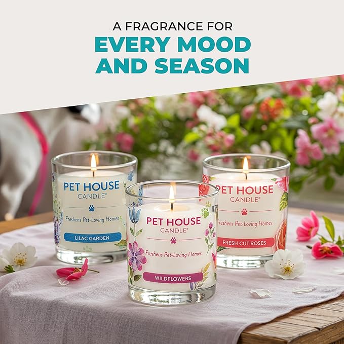 Pet House Candles, Plant-Based, Long Lasting Scented Pet Friendly Candles for Home - Mediterranean Sea