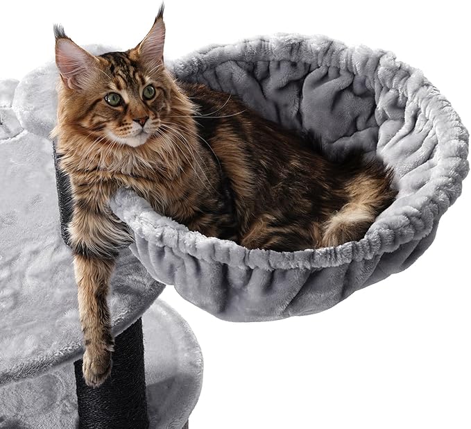 Extra Large Cat Tree for Maine Coon,65 Inches Tall Cat Tree Tower for Indoor Cats Large Adult 20 lbs,XXL Heavy Duty Luxury Sturdy Cat House with Big Hammock,Sisal Scratching Post,Condo