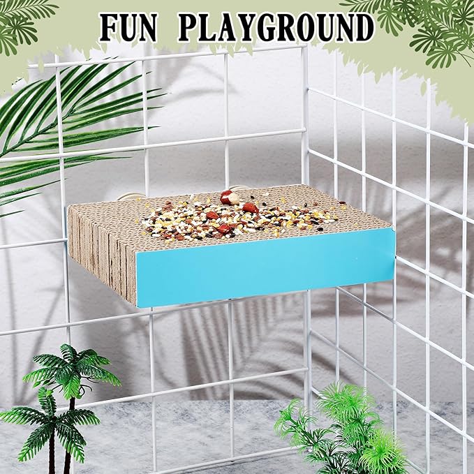3 Pcs Bird Chew Toys Parrot Perch Cardboard Platform for Cage Bird Paw Grinding Stand Parrot Cage Playground Exercise Toys for Macaws Small Parakeets Budgies Conure Cockatiel(Medium)
