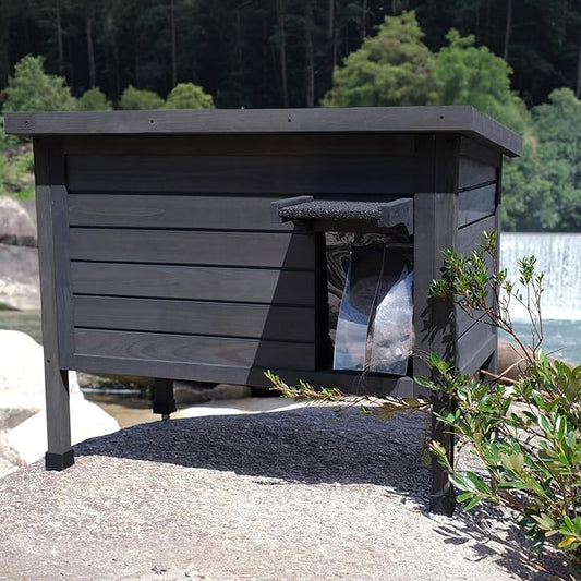 Outdoor Insulated Cat House for Stray Cats Weatherproof Shelter with Openable Asphalt Roof and Escape Door