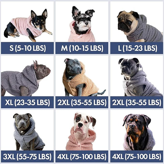 Spark Paws Teddy Dog Sweater, Sherpa Jacket Vest with Warm Fleece Lining, Winter Coat Suitable for Small Medium Large XL XXL Breeds - Grey - M