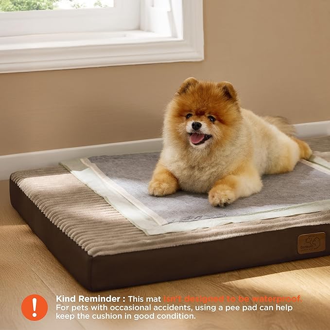 Bedsure Dog Bed Medium Size Dog - Orthopedic Pet Beds with Removable Machine Washable Cover, NOT Waterproof Egg Crate Foam Puppy Pad, Suitable for Pet Up to 35 lbs, 29"x18"