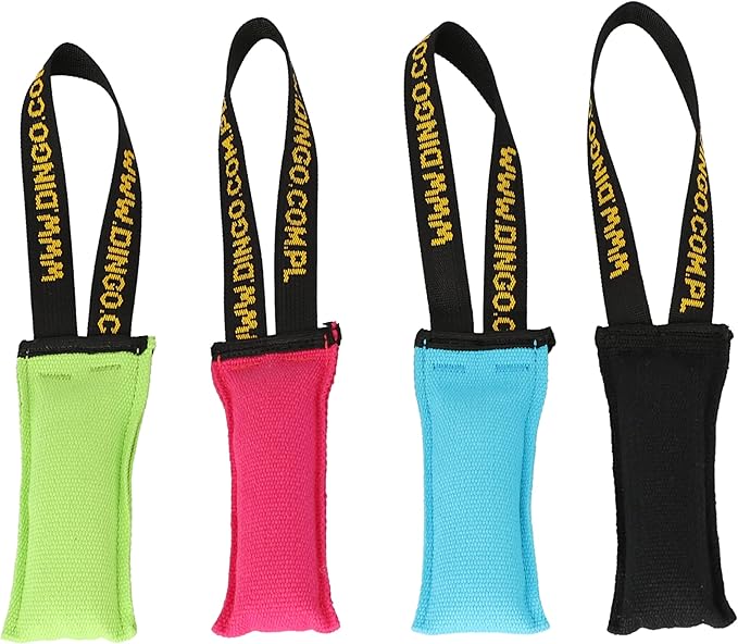 Dingo Dog Tug Toy with Handle, Dog Bite Pillow for Tug of War, Dog Bumper Floating on The Water, Colorfull Cotton, Size S, Z30001
