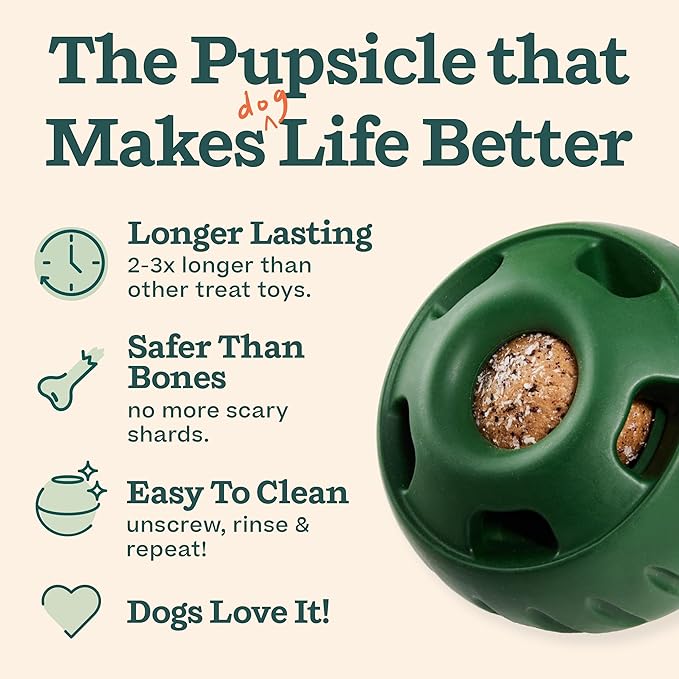 WOOF Starter Pack - Interactive Dog Toys for Boredom - Dog Treat Molds Silicone - Chicken-Flavored Healthy Treats for Dogs - Pupsicle Doggy Enrichment Toy - for XL Pups - 25-75 lbs