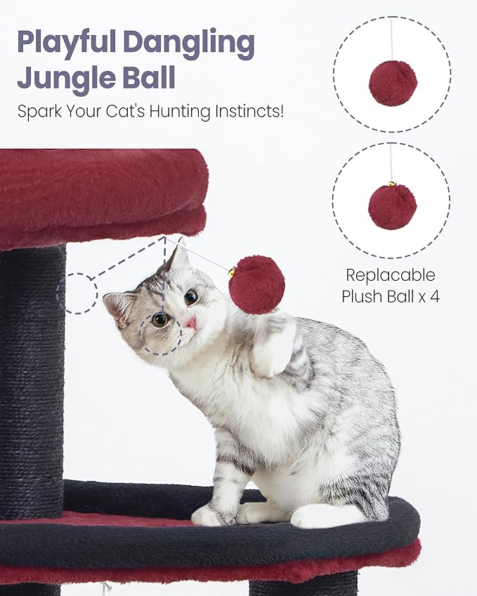 Cat Tree Tower for Indoor Cats Large Adult - Tall Kitty Condo House with Hammock Scratching Post Tunnel - 60 Inch Big Kitten Bed Condos Trees - Heavy Duty Kittens Houses Stand for Multiple Maine Coon