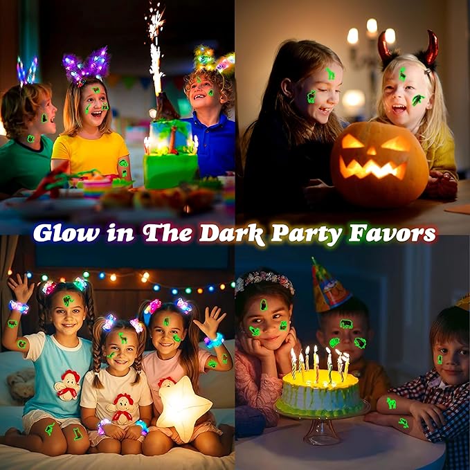 96 PCS Realistic Wildlife Jungle Animal Glow In The Dark Luminous Pre-Cut Temporary Tattoos Sticker Reptile Birthday Party Decorations Supplies Favors Gifts Boys Girls Zoo Cute Fake Tattoo Themed