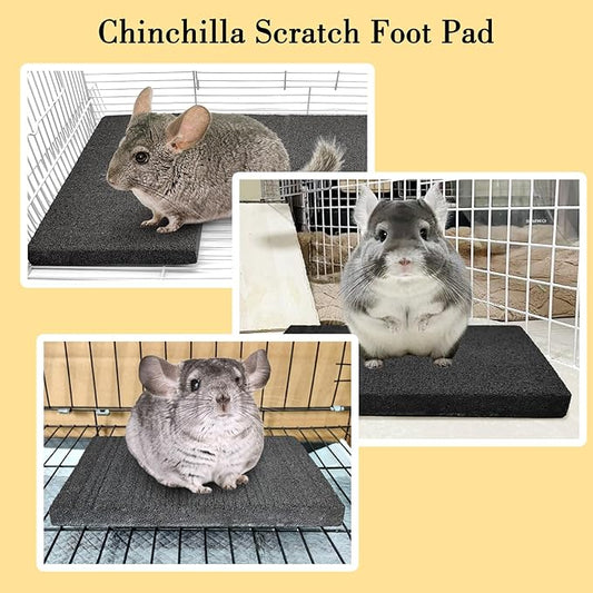 BNOSDM 2Pcs Chinchilla Scratch Foot Pads Hamster Grinding Claw Pads Natural Bunny Lava Stone for Teeth Rabbit Scratching pad Chew Toy for Guinea Pig Ferret Rabbit Mouse(Black)
