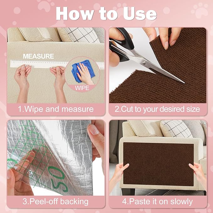 Bed Cat Scratcher Pad,47.2"x15.8"Cat Scratching Mat,Self-Adhesive Trimmable Anti Scratch Bed Couch Wall Corner Furniture Protector from Cat Claws,Easy Use for Cat Carpet/Door/Post