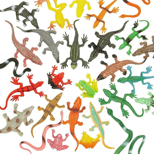 27Pcs Reptile Toys Realistic Figurines Model Animal Animal Figures Plastic Reptile Snake Lizards Frog Crocodile Toys Set Animals Toys for Kids Science Project Learning Educational Toys Gift