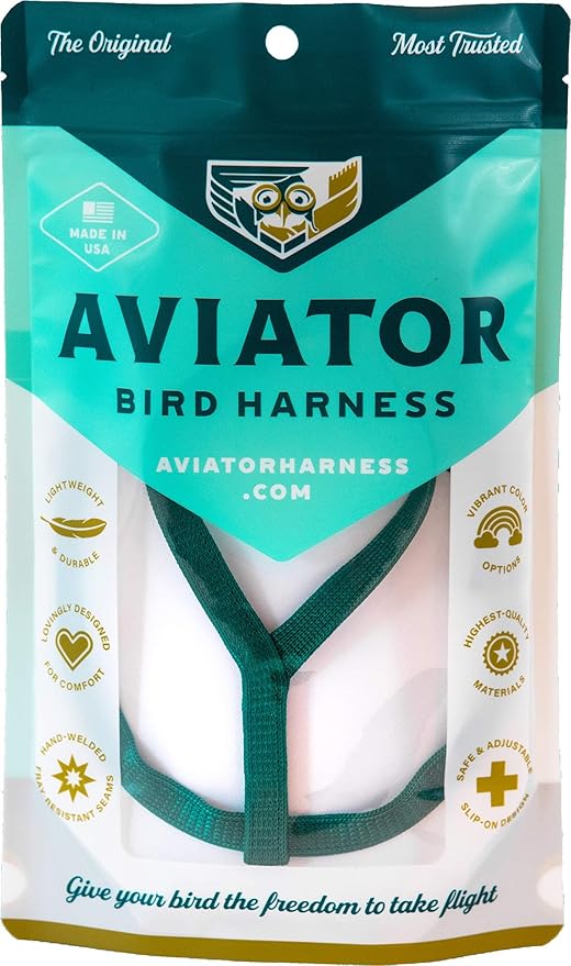 The AVIATOR Pet Bird Harness and Leash: Large Green
