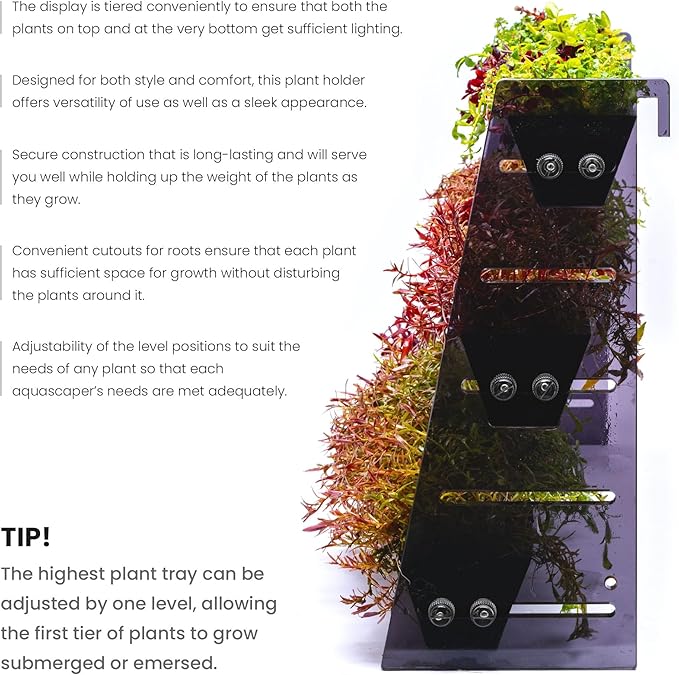 Ultum Nature Systems Terrace - Freshwater Aquarium Plant Wall, Live Plant Holder for Fish Tanks, Hang on Back, Adjustable, Expandable - 30