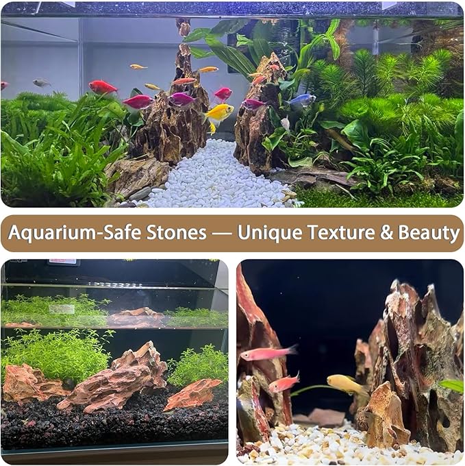 Dragon Rocks Aquarium Rock aquascaping Natural Stone Rocks Fish Tank Decor Rocks for Aquariums Landscaping Model Tank Decoration Aquarium Miniature -20Lb (2-8 inch)