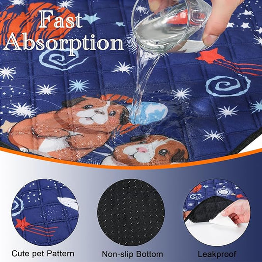 2 Pack Guinea Pig Cage Liners - Washable 47"X24" Bedding Pee Pad, Super Absorbent, Waterproof & Anti-Slip Reusable Mat for Rabbit, Hamster, Rat, Small Animal