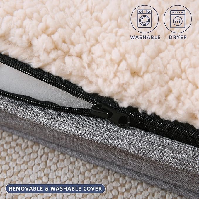 DaysU Large Dog Bed for Large Dogs, Orthopedic Dog Beds with Removable Washable Cover, Egg Crate Foam Pet Bed Mat, Grey, Suitable for Dogs Up to 65 Ibs, 36x27x3in