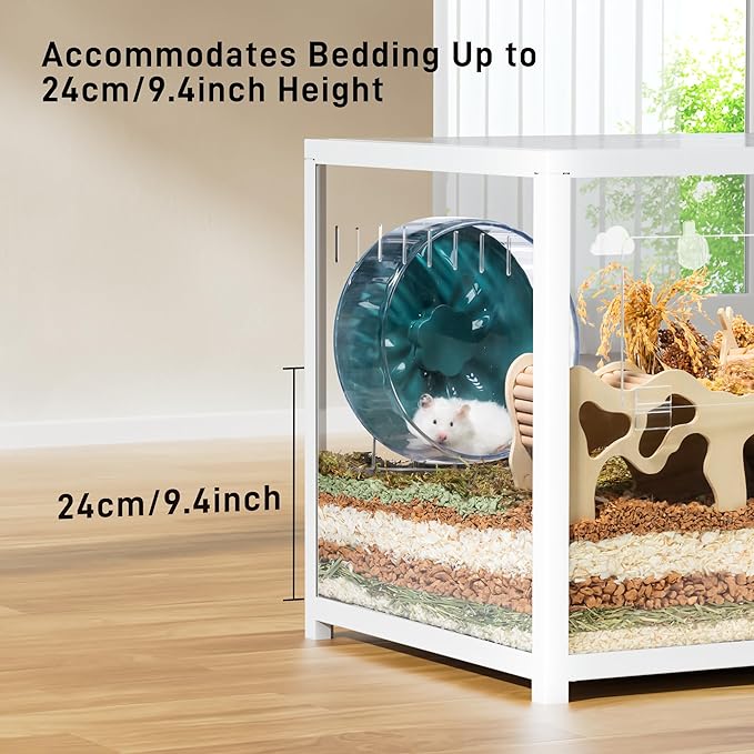 BUCATSTATE Hamster Cage Metal 2.0 - Small Animal Habitats Large Stackable with Top Access Easy Assemble 39.3L*19.7W*20.6H Inches Dwarf Syrian Hamster Tank for Gerbil Mouse (774sq inch White)