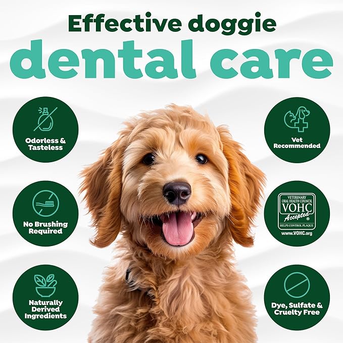 TropiClean Fresh Breath Water Additive for Dogs | Dog Breath Freshener & Teeth Cleaning Solution | No Toothpaste or Toothbrush Required | 16 oz + Pump