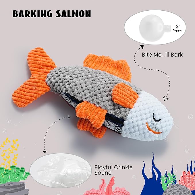 Nocciola Crinkle Squeaky Blue Octopus Dog Toy - Ocean Theme Stuffed Interactive Rope Toys for Small, Medium & Large Dogs - Durable for Aggressive Chewers (Shell)