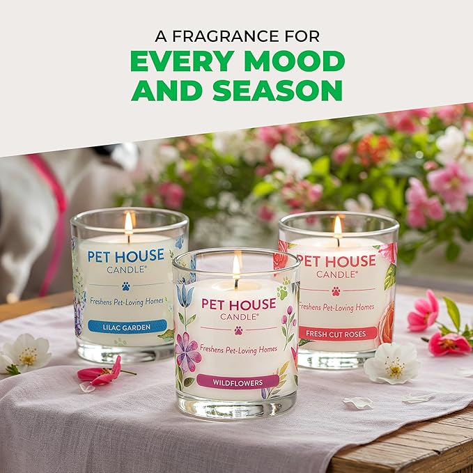 One Fur All Pet House Christmas Candles, Long Lasting, Clean Burning, Soy Wax Scented Pet Odor Candles, Gingerbread Cookies