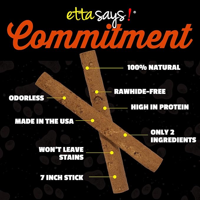 etta says! 7" Select Crunchy Dog Chews - Rawhide-Free Dog Treats - Made in The USA - Odor-Free, All-Natural Ingredients - for Moderate Chewers - Sausage - 10 Pack