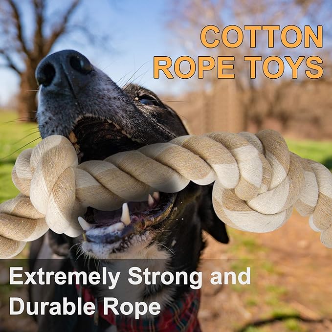 Fida Dog Rope Toys for Large/Medium Aggressive Chewers, Tough Cotton Chew Toy, 3 Feet 5 Knots Indestructible, Tug of War Dog Pull Rope Teeth Cleaning