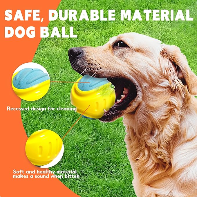 LaRoo Squeaky Dog Toys Ball, Puppy Chew Toys for Teething, Relieves Anxiety, Durable Interactive Dog Ball, Super Bouncy, Outdoor Waterproof, Floats in Water, Medium Dogs - 3inch