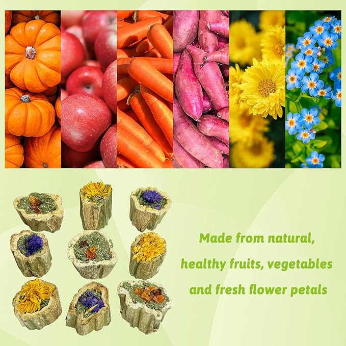 BNOSDM Hamster Chew Treats Chinchilla Natural Fruit & Vegetable Petal Mix Snacks Rabbit Papaya Toys for Teeth for Guinea Pigs Syrian Dwarf Hamsters Gerbils Mice