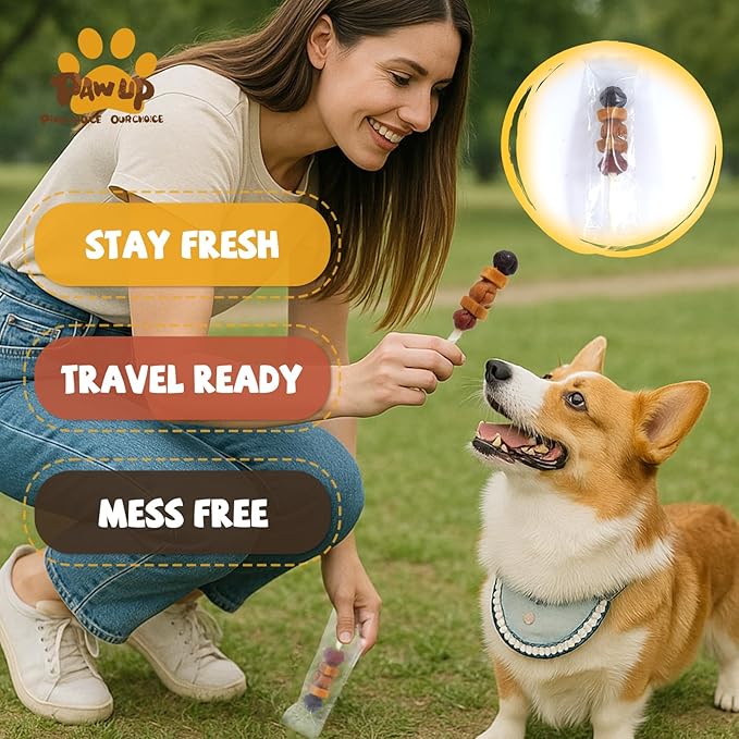 Dog Treats, Kabobs Chews Made with Sweet Potato, Turkey, Chicken & Duck, Rawhide Sticks for Dogs, Long-Lasting, High Protein Dog Treat for Small Medium Large Dogs, 12 Count
