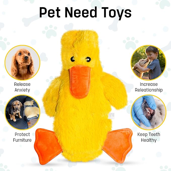 FGA MARKETPLACE Duck Flat NO Stuffing NO Squeak Plush Dog Toy, Funny Style Will Entertain Your Pet for Hours, Recommended for Small and Medium Dog 21 INCH Long