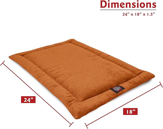 Majestic Pet Dog Crate Mat - Machine Washable Soft Plush Pet Bed Pad for Crates & Kennels | USA Crafted | 24"x18" Villa Orange
