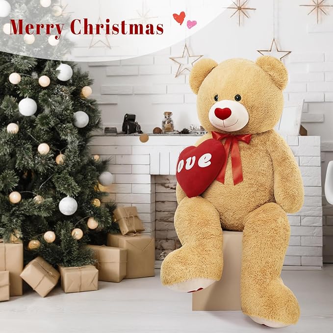 MorisMos Love Heart Giant Teddy Bear 5ft, I Love You Huge Bear Plush for Girlfriend, Jumbo 5 Foot Stuffed Animal Gifts for Boyfriend, Lover on Valentines, Anniversary, Birthday