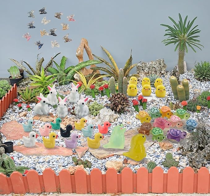 90 Pcs Mini Resin Animals Tiny Resin Figurines Tiny Resin Ducks for Fairy Garden, Miniature Accessories, Crafts, and Decor