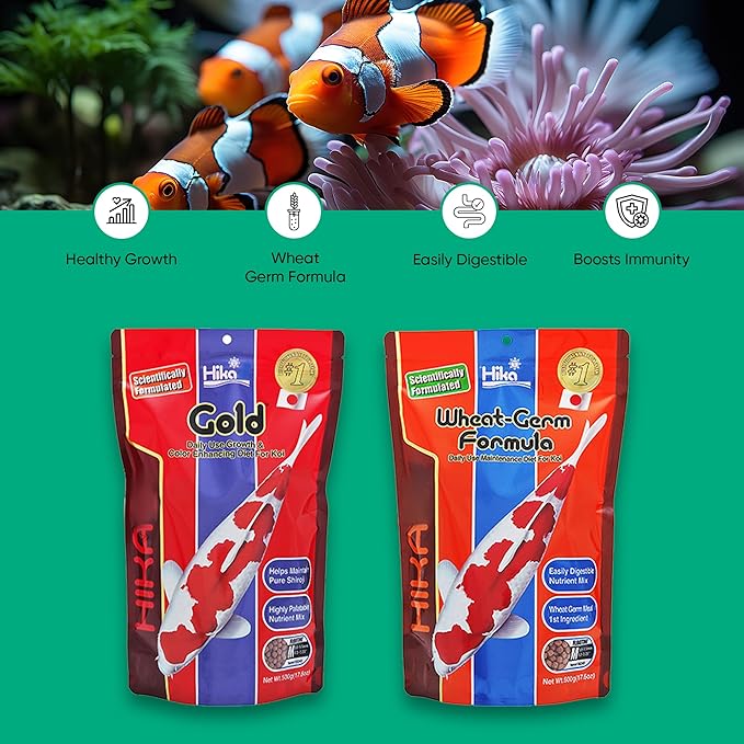 Koi Fish Food & Goldfish Food – Medium Pellets for Ponds – Wheat Germ Koi Food for Healthy Pond Fish, 17.6oz Bag with Microfiber Cleaning Cloth