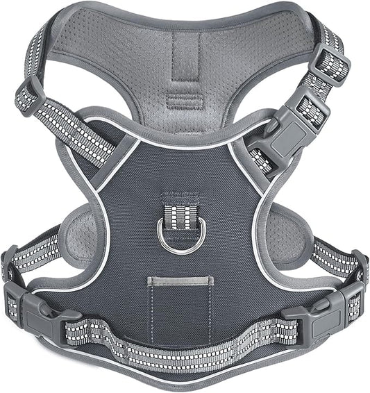 No-Pull Adjustable Dog Harness for Small Dogs,Easy Control with Handle, Havanese Chihuahua Puggle, Inescapable, Ez Walking, Safe Reflective Strips, No Rub,No Choke, Gray, S