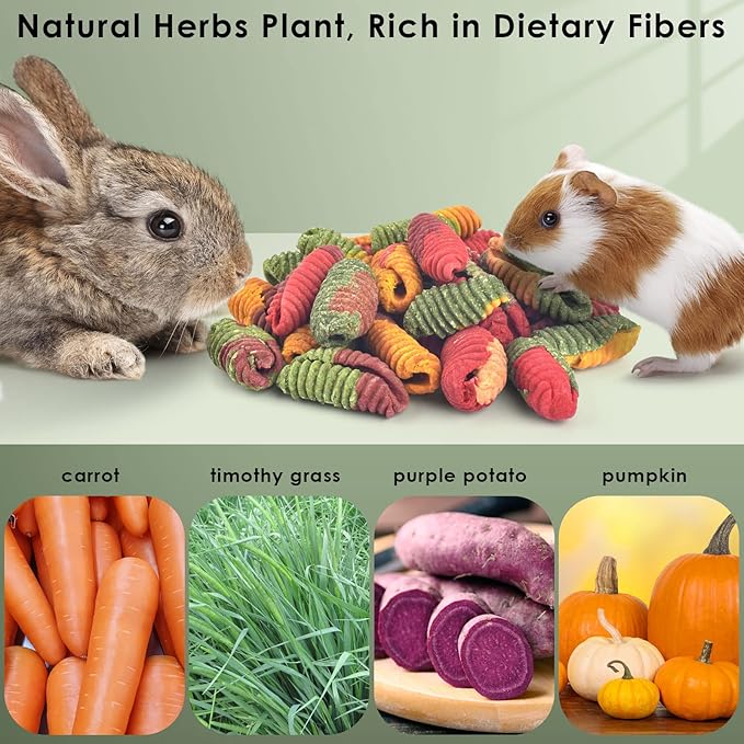 ERKOON Chinchilla Treats, Timothy Grass Chew Toys for Teeth for Rabbit Guinea Pig Gerbil Rat Dwarf Hamster (Treats)