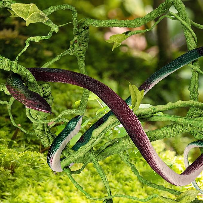 11 Pieces Rubber Snakes Realistic Large Lifelike Fake Toys Plastic Garden Snake to Keep Birds Away Scare Squirrels Halloween Prank Props Scare Toy