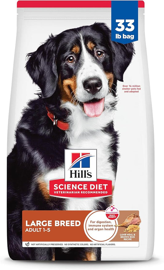 Hill's Science Diet Large Breed Adult Dry Dog Food 1-5, Quality Protein for Joint Support & Lean Muscles, Lamb & Brown Rice Recipe, 33 lb. Bag
