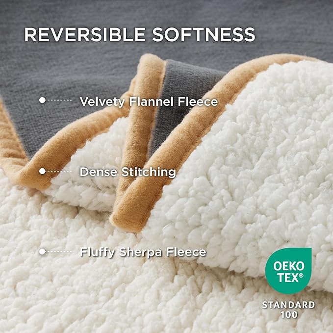 Bedsure Waterproof Blanket for Bed - Sherpa Fleece Waterproof Dog Blankets for Large Dogs, Pet Blankets for Bed/Couch, Soft Plush Reversible Furniture Protector, Twin Size, 80"x60", Grey