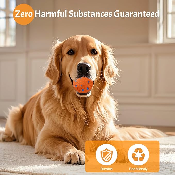 Dog Balls: Interactive Dog Ball, Self-Moving Dog Toy with Auto-Rolling & Bouncing, E-TPU Material, IP54 Waterproof, Motion-Activated, for Small/Medium/Large Dogs (Orange)