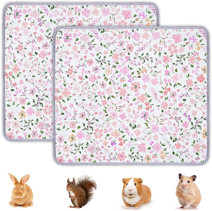 2 Pack Guinea Pig Bedding, Washable Guinea Pig Cage Liner Reusable Guinea Pig Mat Waterproof Guinea Pig Bedding for Cage, Super Absorbant Guinea Pig Pee Pads for Small Animals Hamster Rabbit Squirrel