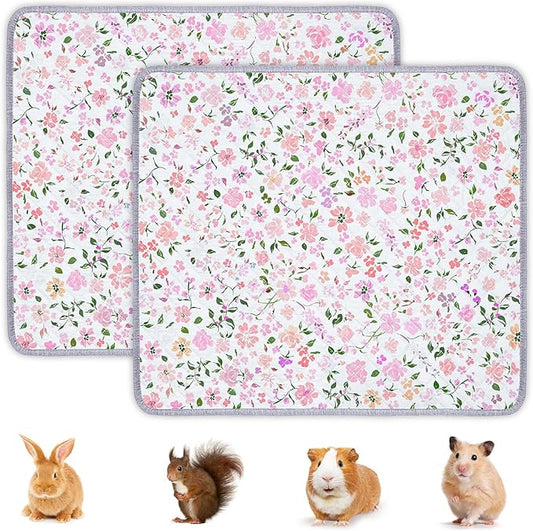 2 Pack Guinea Pig Bedding, Washable Guinea Pig Cage Liner Reusable Guinea Pig Mat Waterproof Guinea Pig Bedding for Cage, Super Absorbant Guinea Pig Pee Pads for Small Animals Hamster Rabbit Squirrel