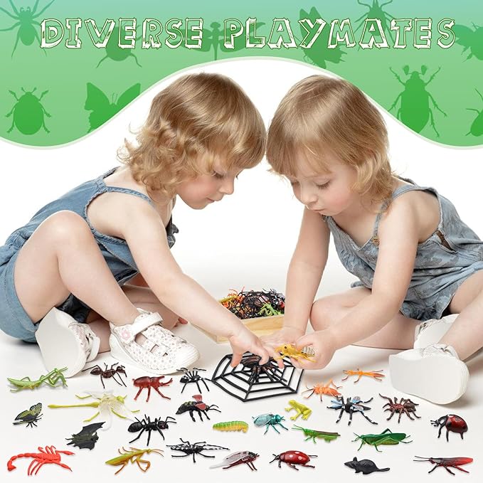 29Pcs Large Realistic Insect Toys Figures, Plastic Bugs Figurines Set, Realistic Insects Toy for Kid, Ladybug, Bee, Butterfly, Assorted Insect Bugs Figures Toy, Insect Themed Party Favors