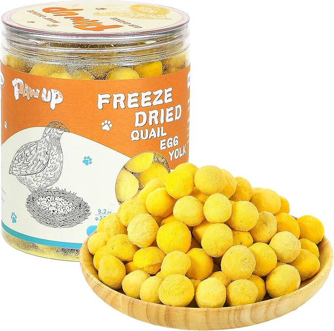 Freeze Dried Cat & Dog Treats, Natural Quail Egg Yolk, Single Ingredient, High-Protein Pet Snacks for Skin & Coat Health, No Artificial Additives, 9.2 oz