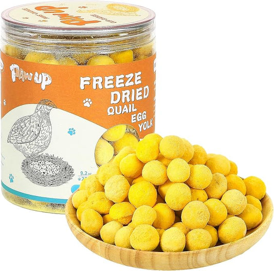 Freeze Dried Cat & Dog Treats, Natural Quail Egg Yolk, Single Ingredient, High-Protein Pet Snacks for Skin & Coat Health, No Artificial Additives, 9.2 oz