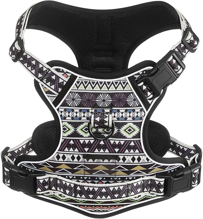Dog Harness Medium Sized Dog, No Pull Pet Harness, Adjustable Dog Vest for Easy Walking, Breathable Oxford Material, Reflective Strips with Metal Front Clip Control, Black M