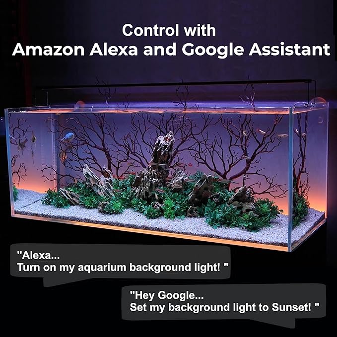 ColorCast Aquarium Background LED Light Kit with Frosted Background Film | Smartphone and Voice Control | 24/7 Timers | Alexa and Google Home | for Aquariums, Terrariums and Vivariums | 32"-48"
