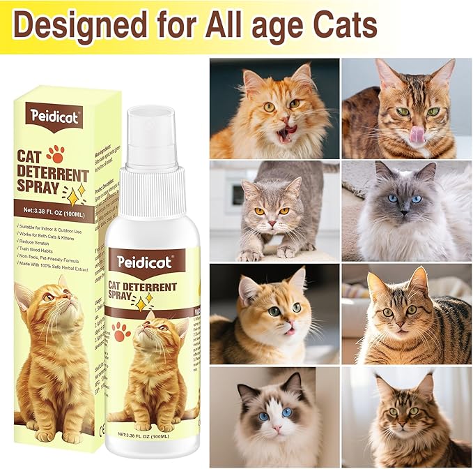Cat Deterrent Spray, Effective Pet Spray for Anti Cats Scratch Furniture, Curtain, Sofa and Plant, Cat Scratch Deterrent Aid for Pet Behavior Training(3.38oz)