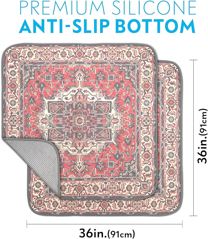 Paw Inspired Designer Print Dog Pads (2 Pack) | Premium Washable Pee Pads | Reusable Puppy Pads for Potty Training, Whelping, Waterproof Mat | Leakproof, Non-Slip Liner (Persian Style, 36" x 36" Size)