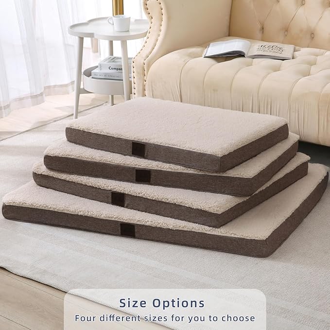 DaysU Dog Bed for Small Dogs, Orthopedic Dog Beds with Removable Washable Cover, Small Egg Crate Foam Pet Bed Mat, Brown, Suitable for Dogs Up to 20 lbs, 30x20x3in